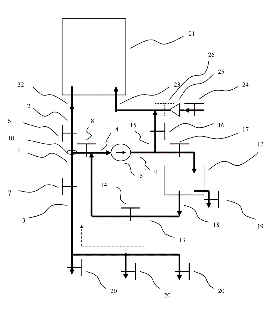 Recycling device for residual fluid in fluid supply system/equipment and its use method
