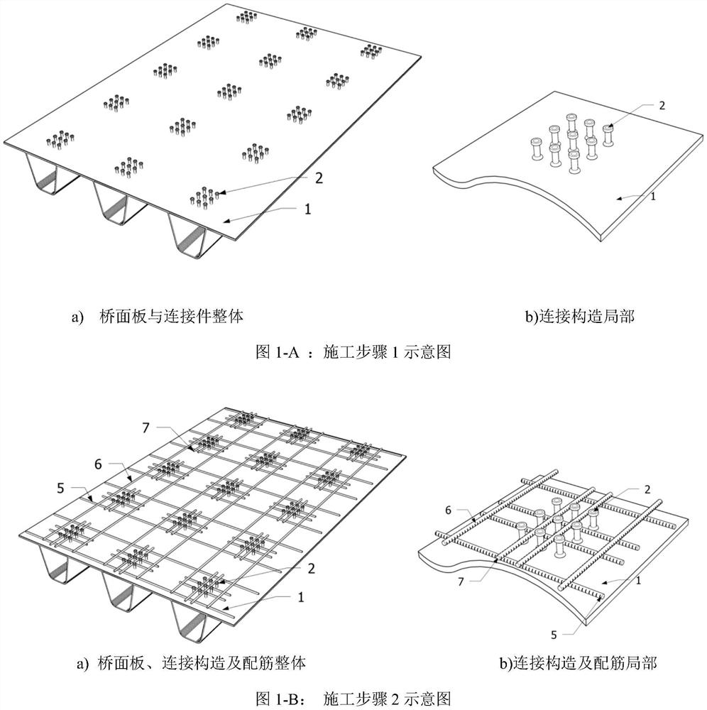 Steel-ultra-high performance concrete combined bridge deck contraction weak constraint connecting structure and construction method thereof