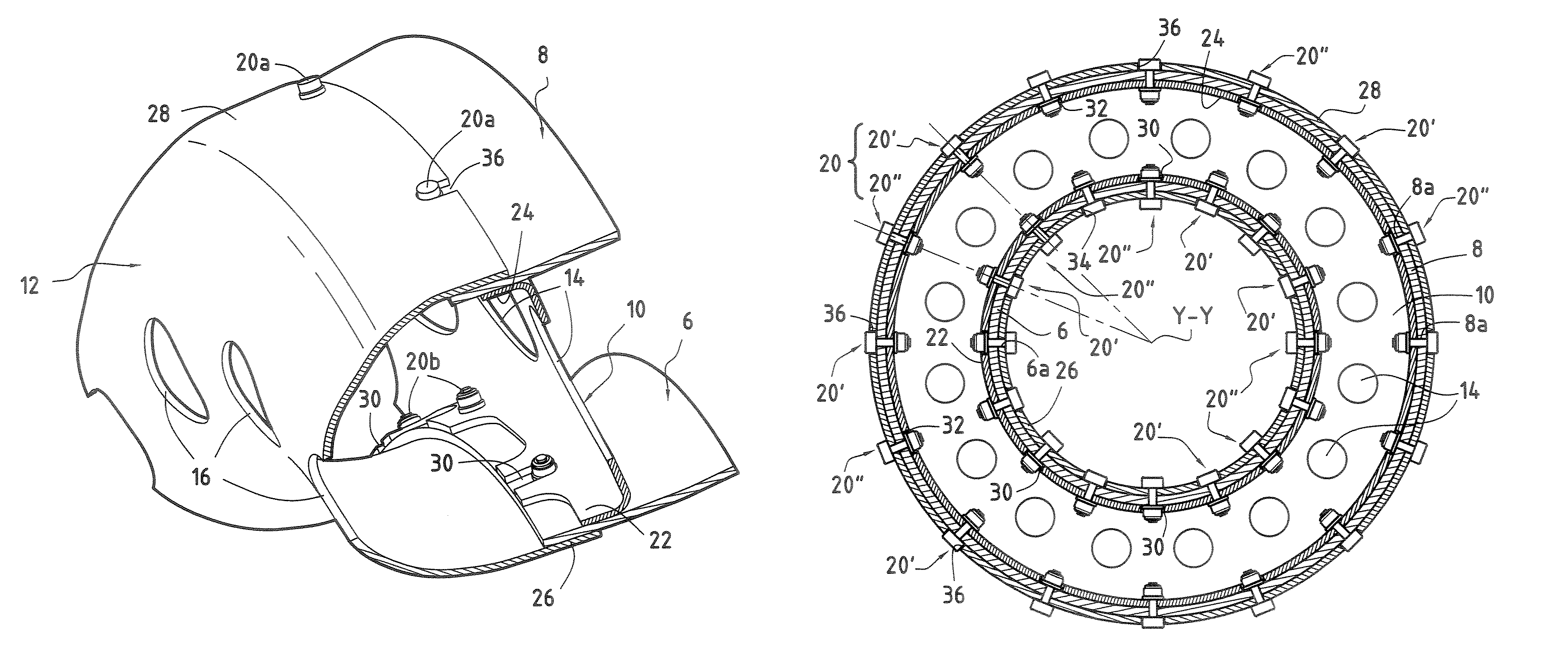 Turbine engine annular combustion chamber with alternate fixings