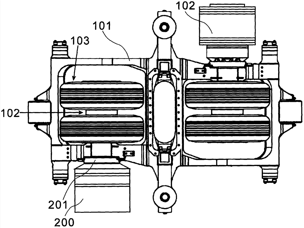 Straddle type monorail track vehicle bogie and flywheel kinetic energy recovery device thereof