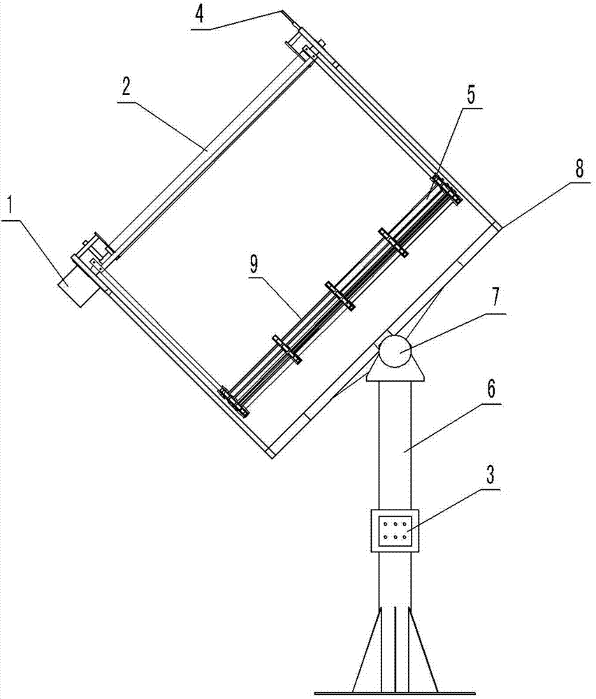 Slot-type dual-axial sun tracking heat collecting device