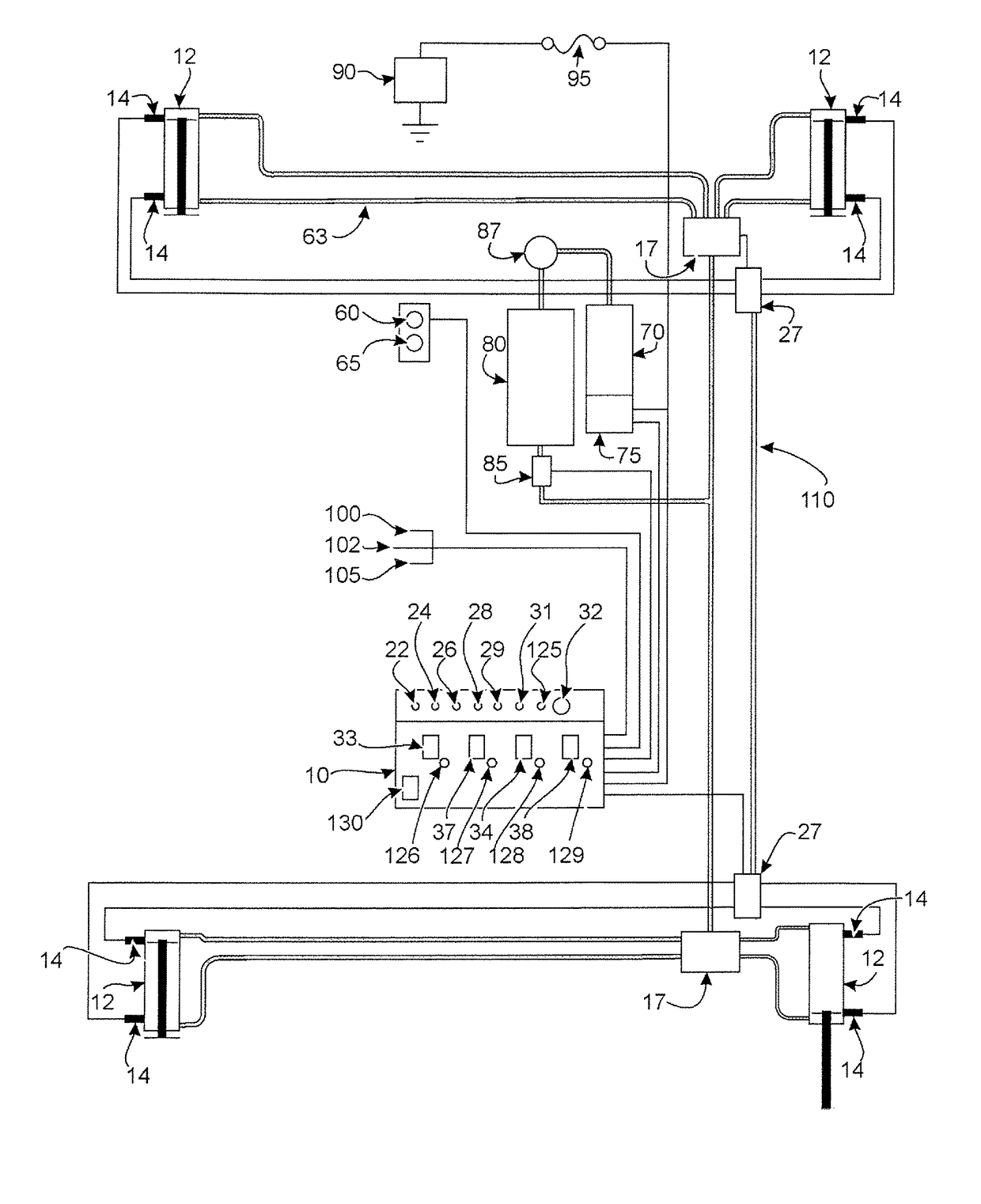 Electronic interface control system for a pneumatic vehicle safety lift system