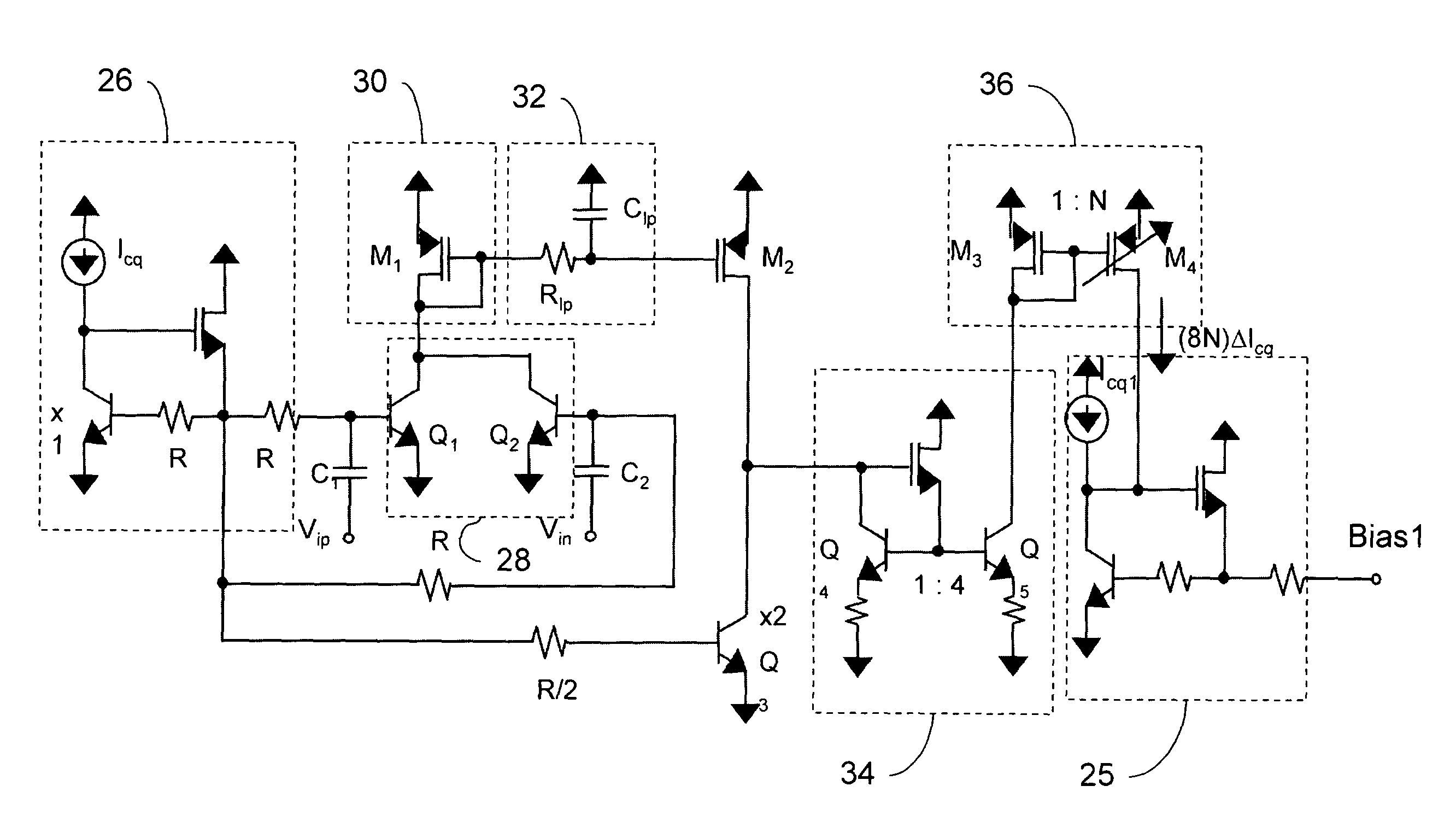 Adaptive bias current circuit and method for amplifiers