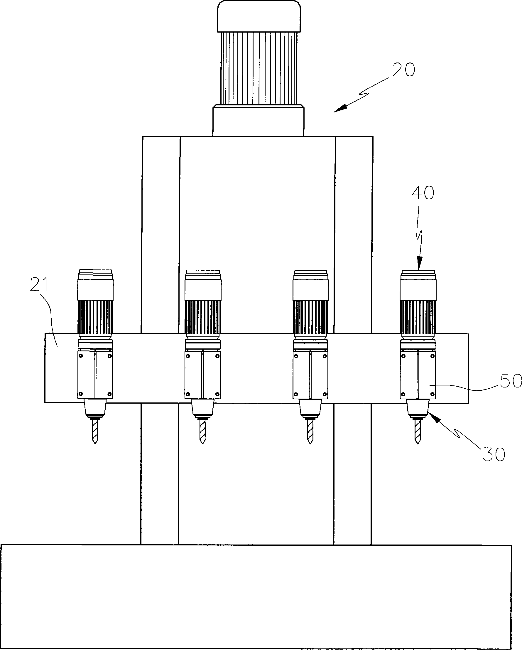 Direct-connecting main spindle for multiple-spindle processor