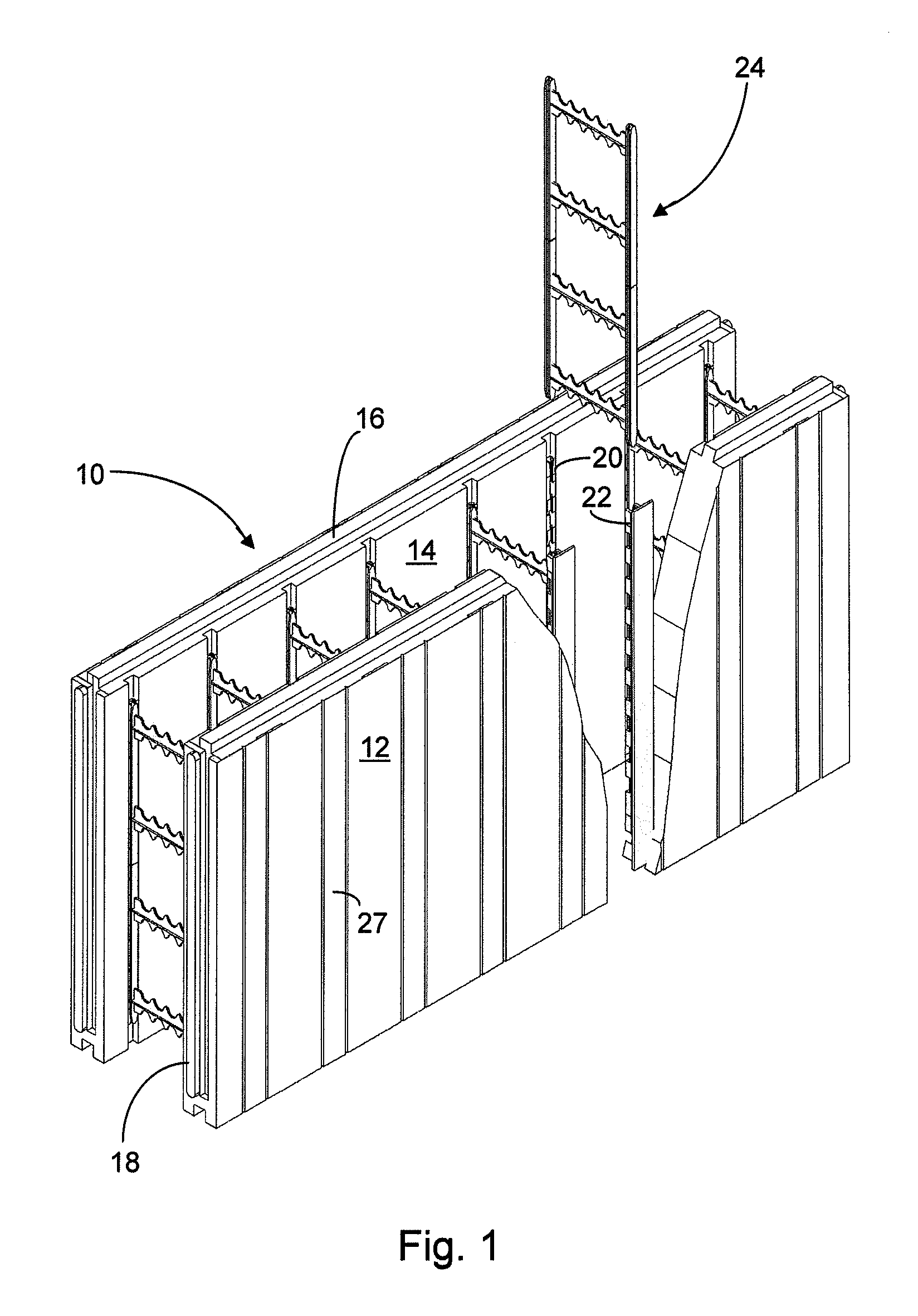 Insulating concrete form having locking mechanism engaging tie with anchor