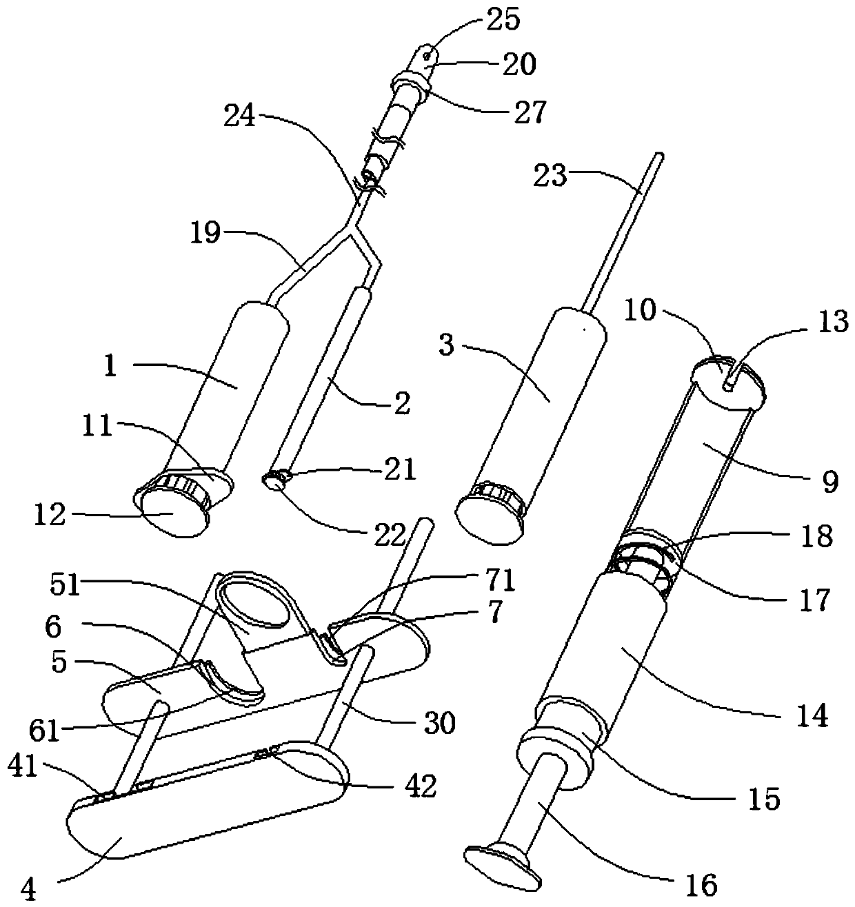 Device for stuffing human body tissue sinus tract with platelet-enriched plasma