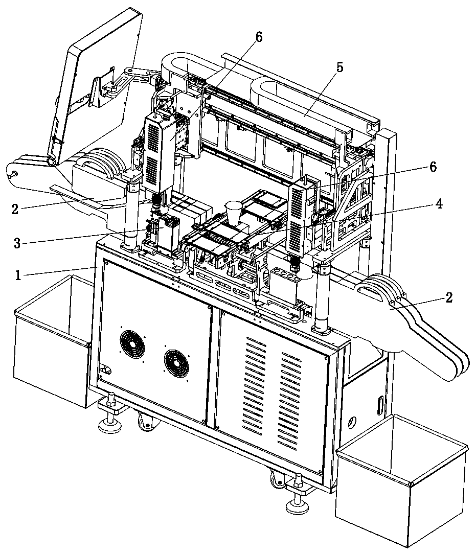 Double-arm independent cooperation automatic assembling device and assembling process thereof