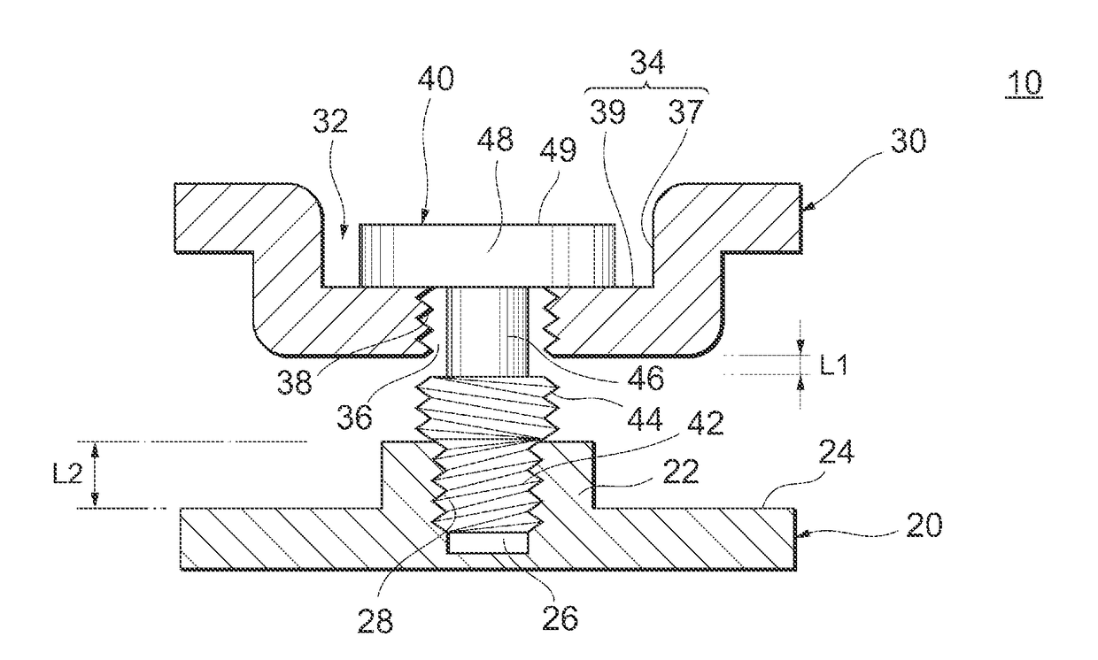 Structure, manufacturing method therefor, and fastener