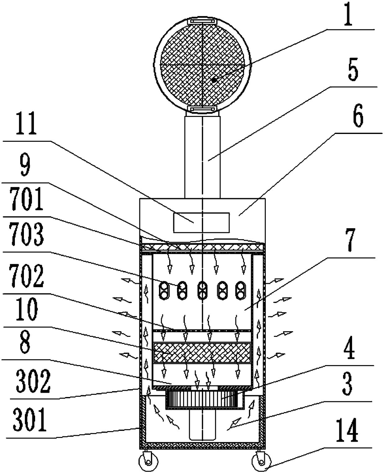 Multi-pass sterilizing chamber