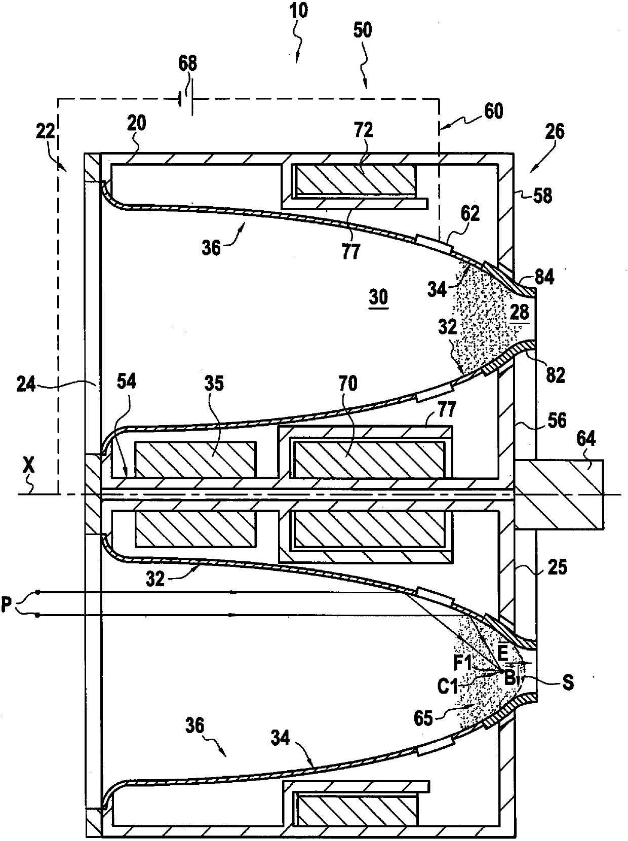 Hall-effect thruster usable at high altitude