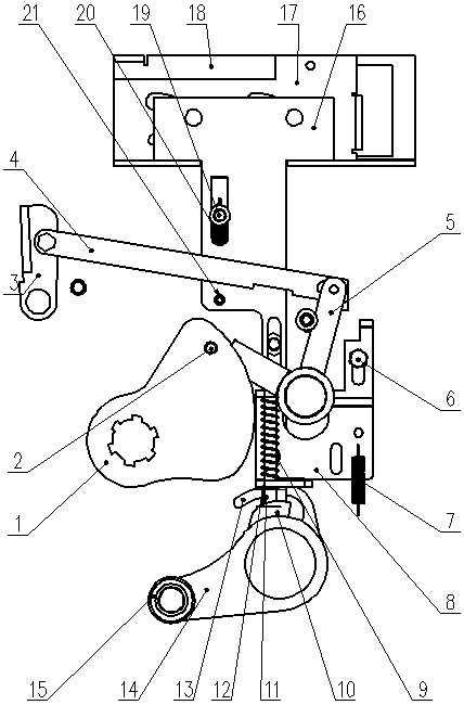 Circuit breaker and three-position switch interlocking device and circuit breaker-three-position switch device