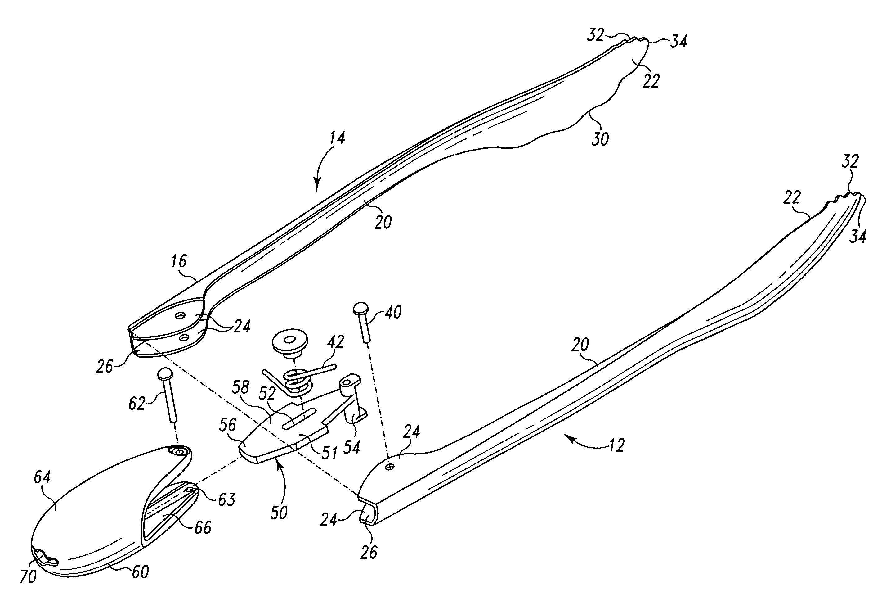 Tongs with encapsulated locking mechanism