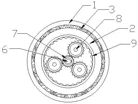 Planet speed reduction motor with shock absorbing function and compact structure