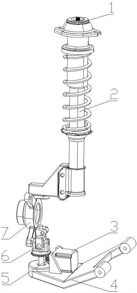 Drive-by-wire four-wheel independent steering system with steering motor mounted on Macpherson suspension lower swinging arm