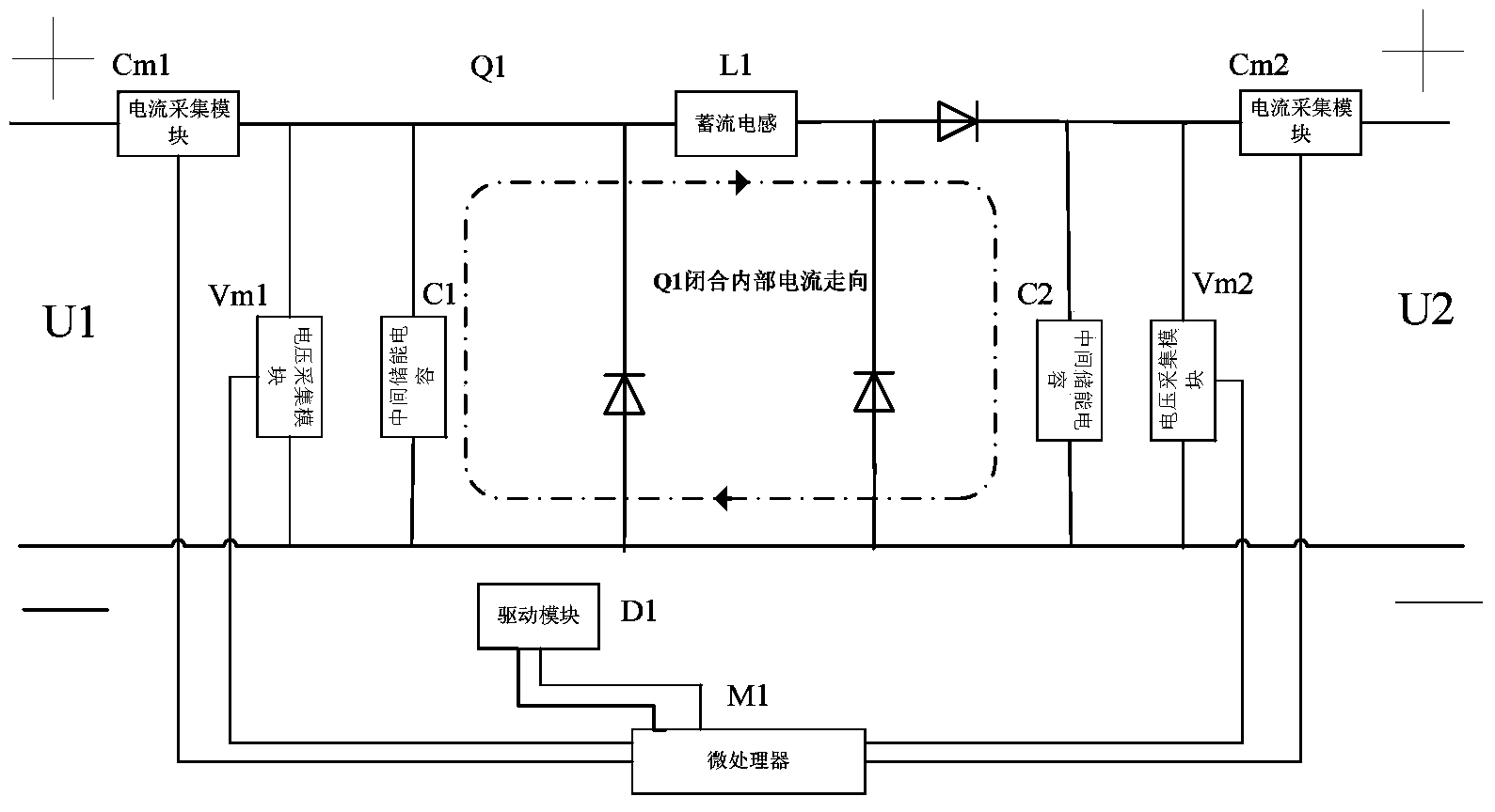 Charging and discharging system with adjustable bidirectional currents and voltages of supercapacitor