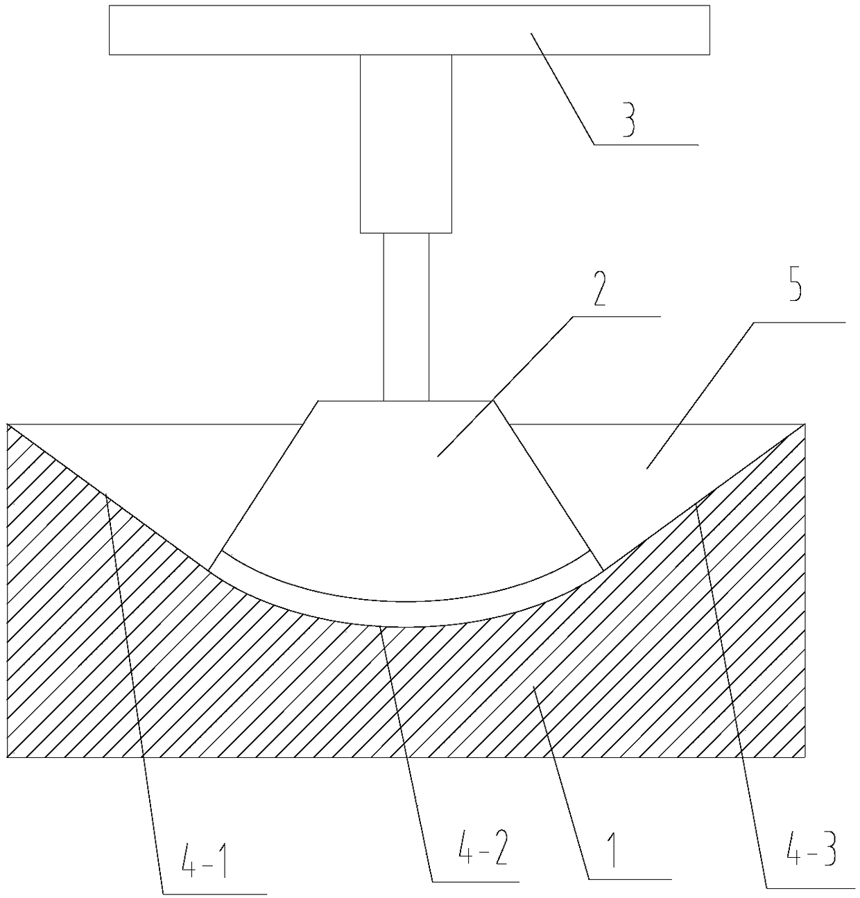 Downward-pressing arc-shaped steel plate processing device