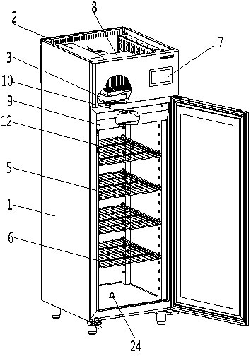 Food processing cabinet capable of automatically managing internal microclimate