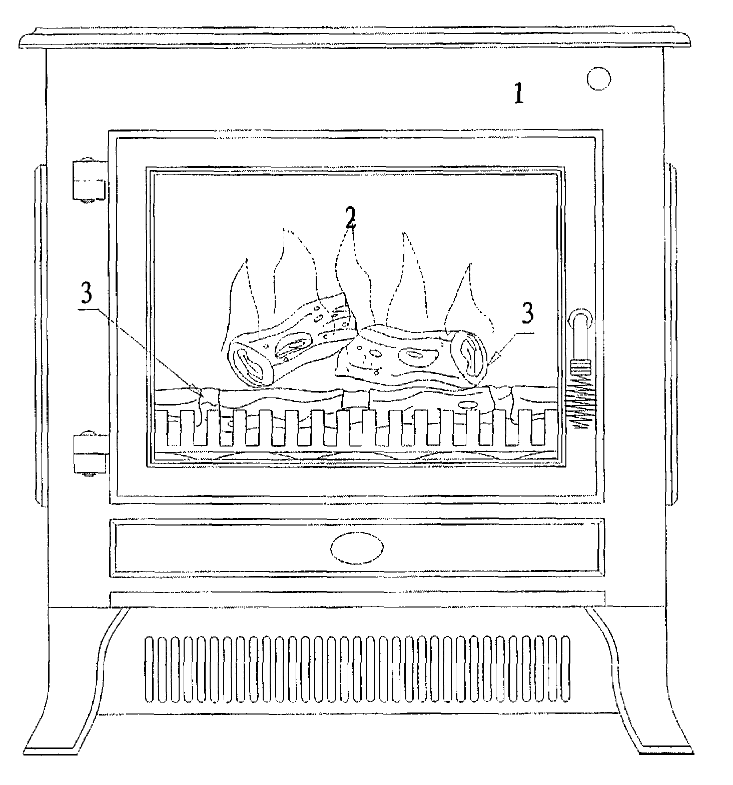 Electric fireplace having a fire simulating assembly