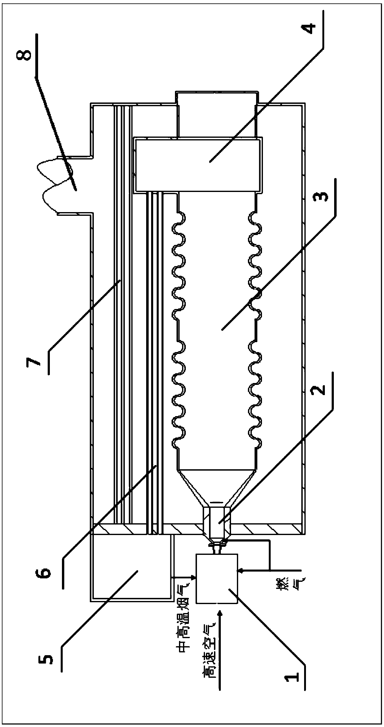 A medium-high temperature flue gas circulation type low-nitrogen staged burner and its process