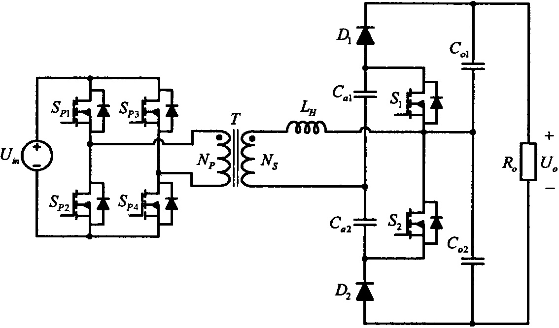 Voltage doubling high frequency rectifying isolated converter based on hybrid rectifying bridge arm