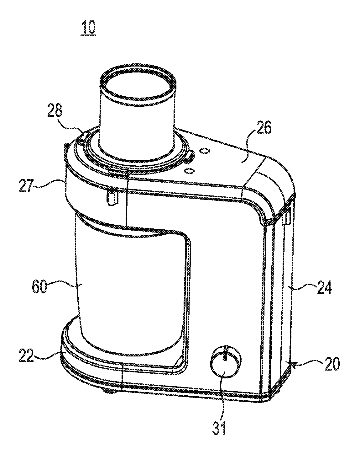 Inline spiralizing food processor