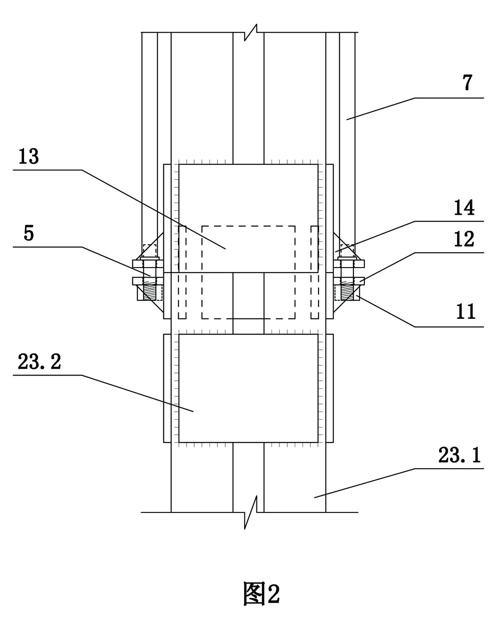 Abutting joint device of steel lattice column, and construction method of same