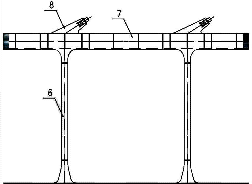 Segment assembled type combined highway and railway cable-stayed bridge with inconsistent bridge deck widths of highway and railway