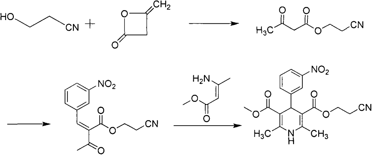 3-(2-Nitroethyl)-5-methyl-2,6-dimethyl-4-(3-nitrophenyl)-1,4-dihydropyridine-3,5-dicarboxylate  preparation method