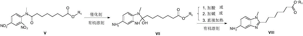 The synthetic method of [1-methyl-2-(7'-heptyl hydroxamic acid group)-5-n,n-bis(2'-chloroethyl)]-1h-benzimidazole