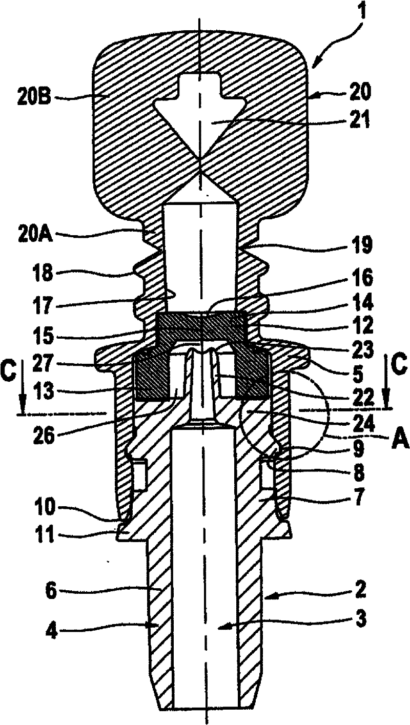 Connector having a membrane, for connecting a syringe to a container or tubing