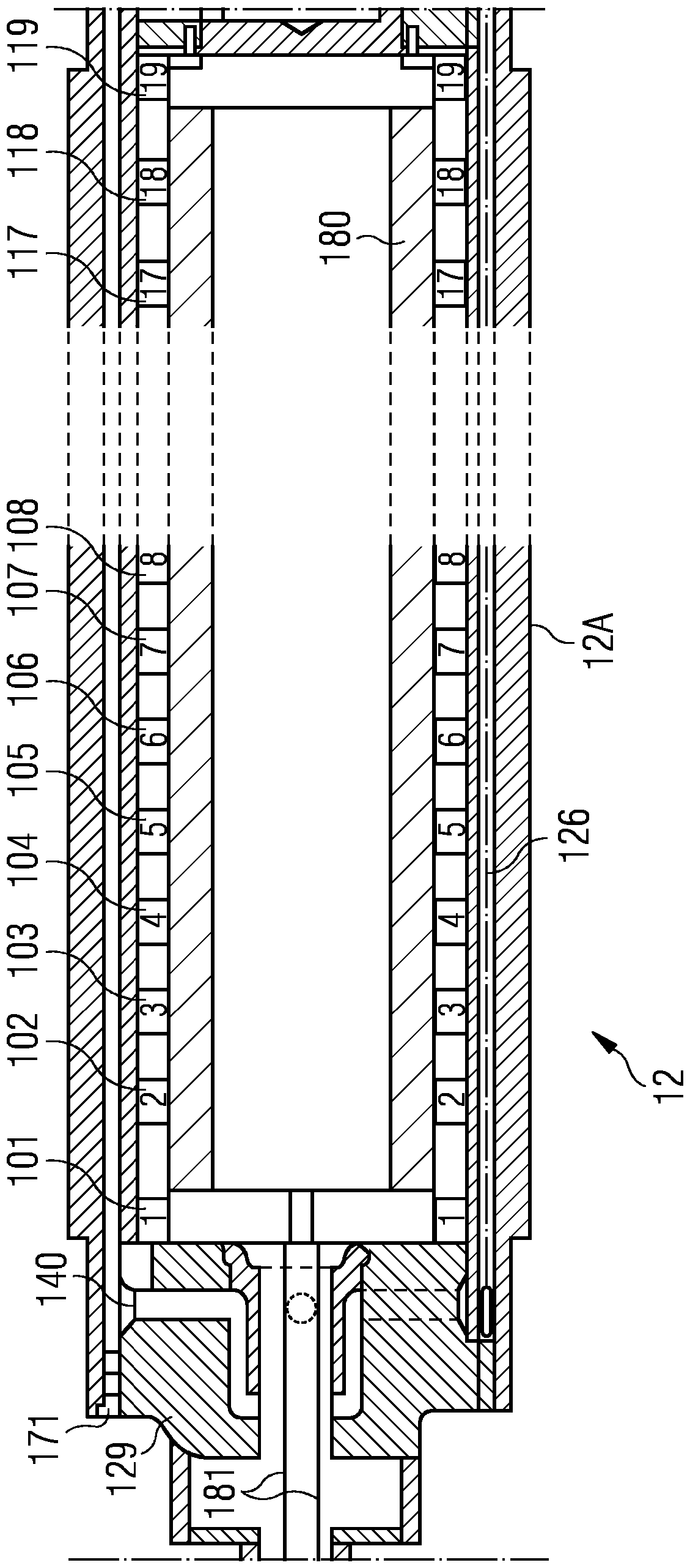 Casting roll and method for casting metal strip with crown control
