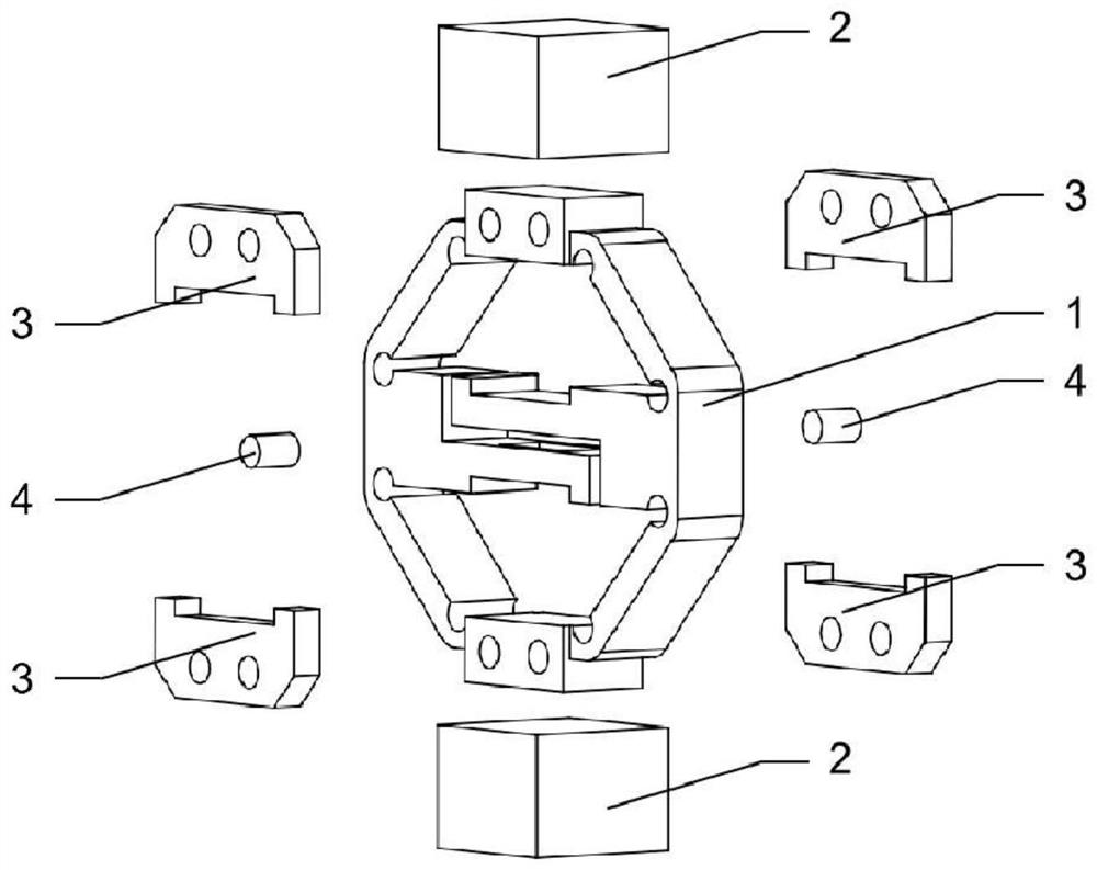 Positive and negative bidirectional micro-displacement amplification flexible mechanism and method based on shear piezoelectric ceramics