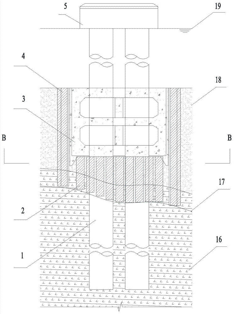 Composite foundation structure and construction method suitable for lagoon, island and reef environment