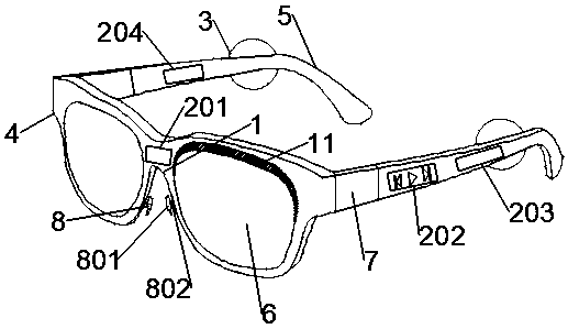 Anti-radiation glasses with wireless transmission-type bone conduction earphones