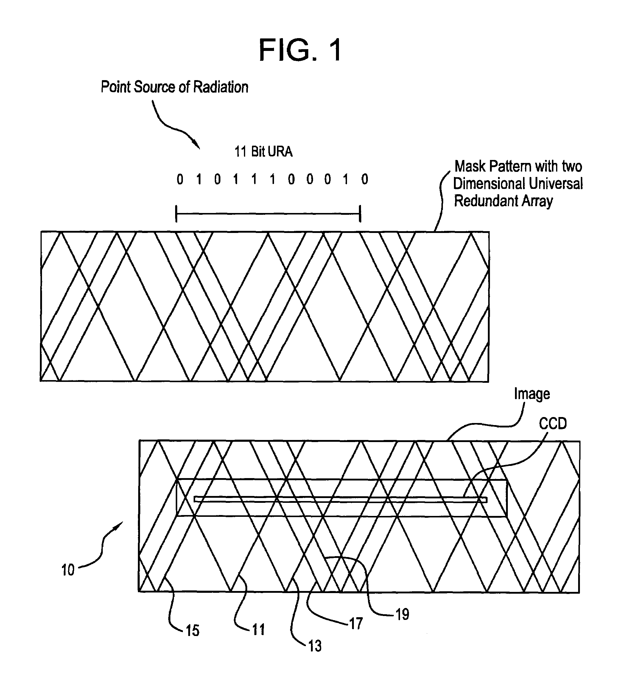 Sensor for determining the angular position of a radiating point source in two dimensions