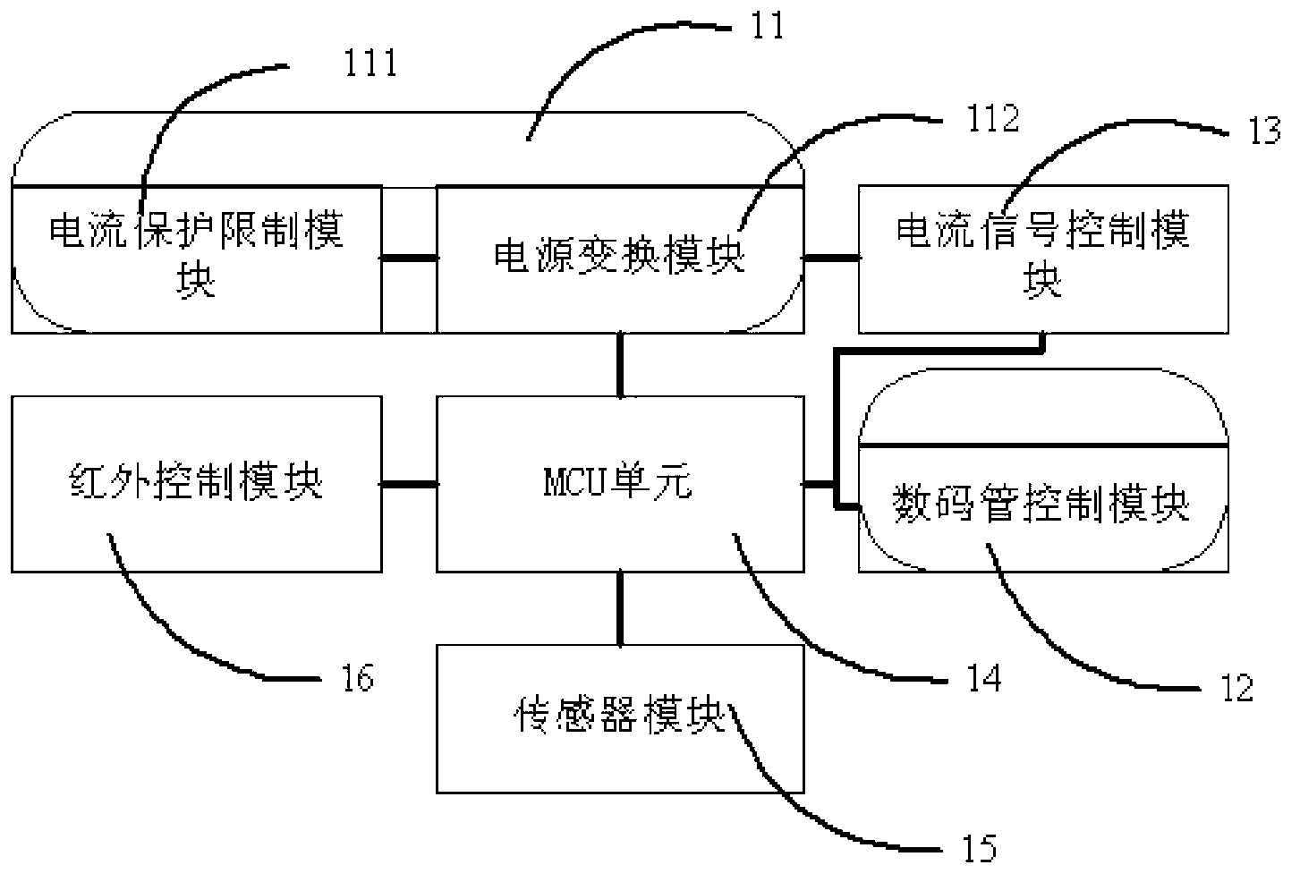 Gas detector for two-wire system displaying through digital tube