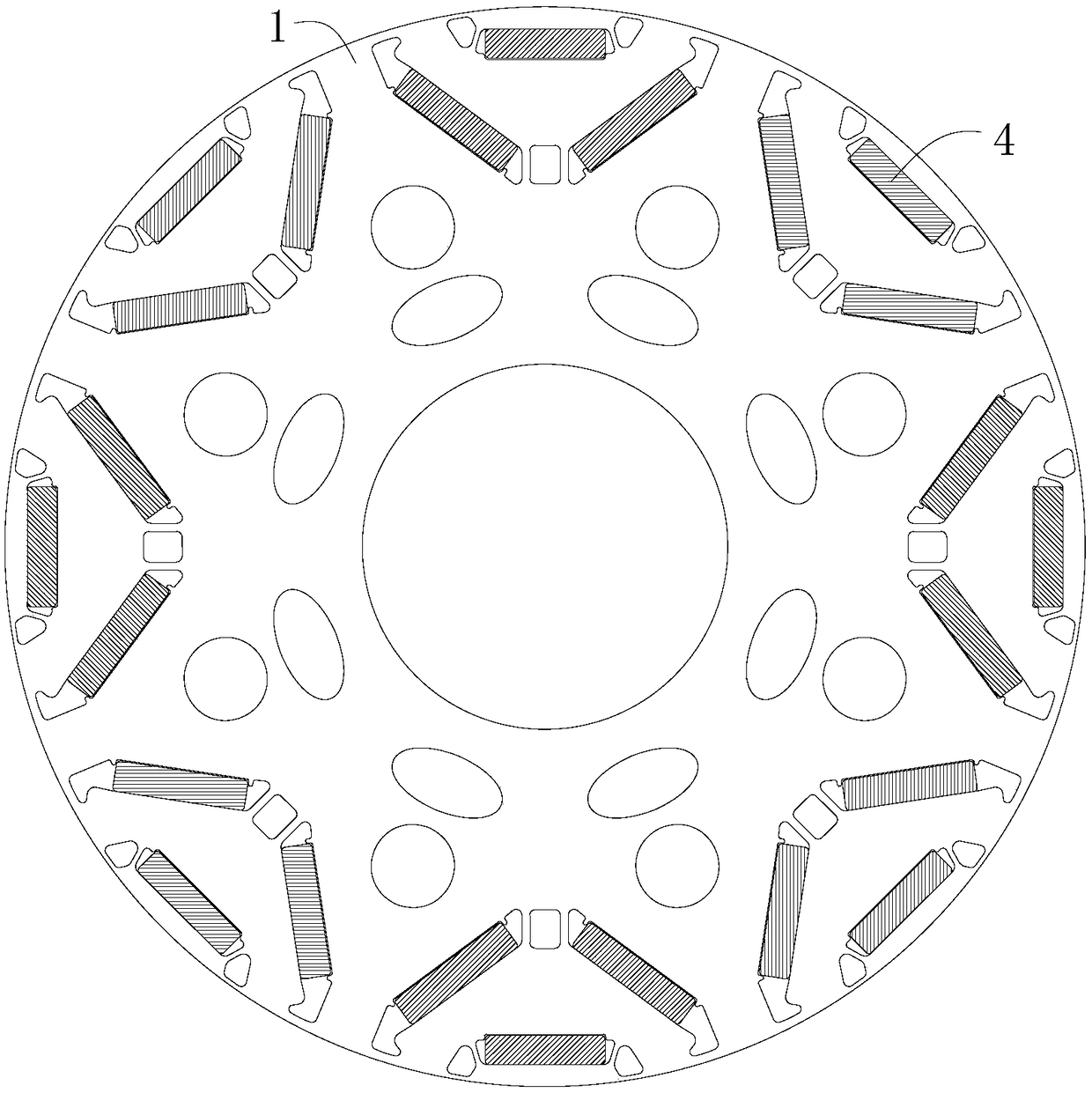 Motor rotor punch and permanent magnet motor