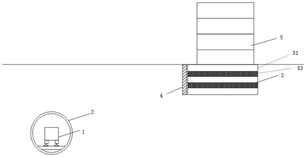 Periodic cushion layer of vibration reduction and isolation barrier for subway tunnel