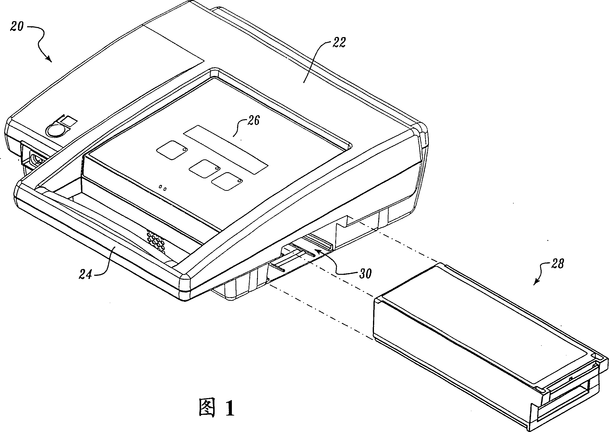 Keyed self-locking battery pack for portable defibrillator