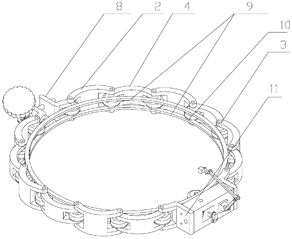 Scanning device for field detection of annular weld joint of GIS shell