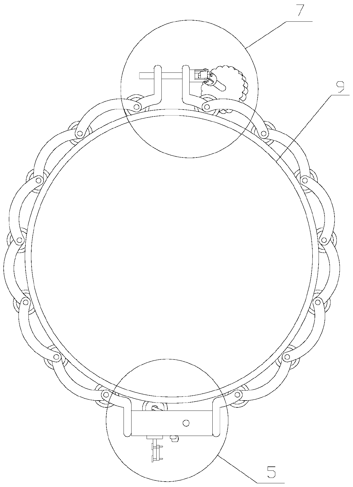 Scanning device for field detection of annular weld joint of GIS shell