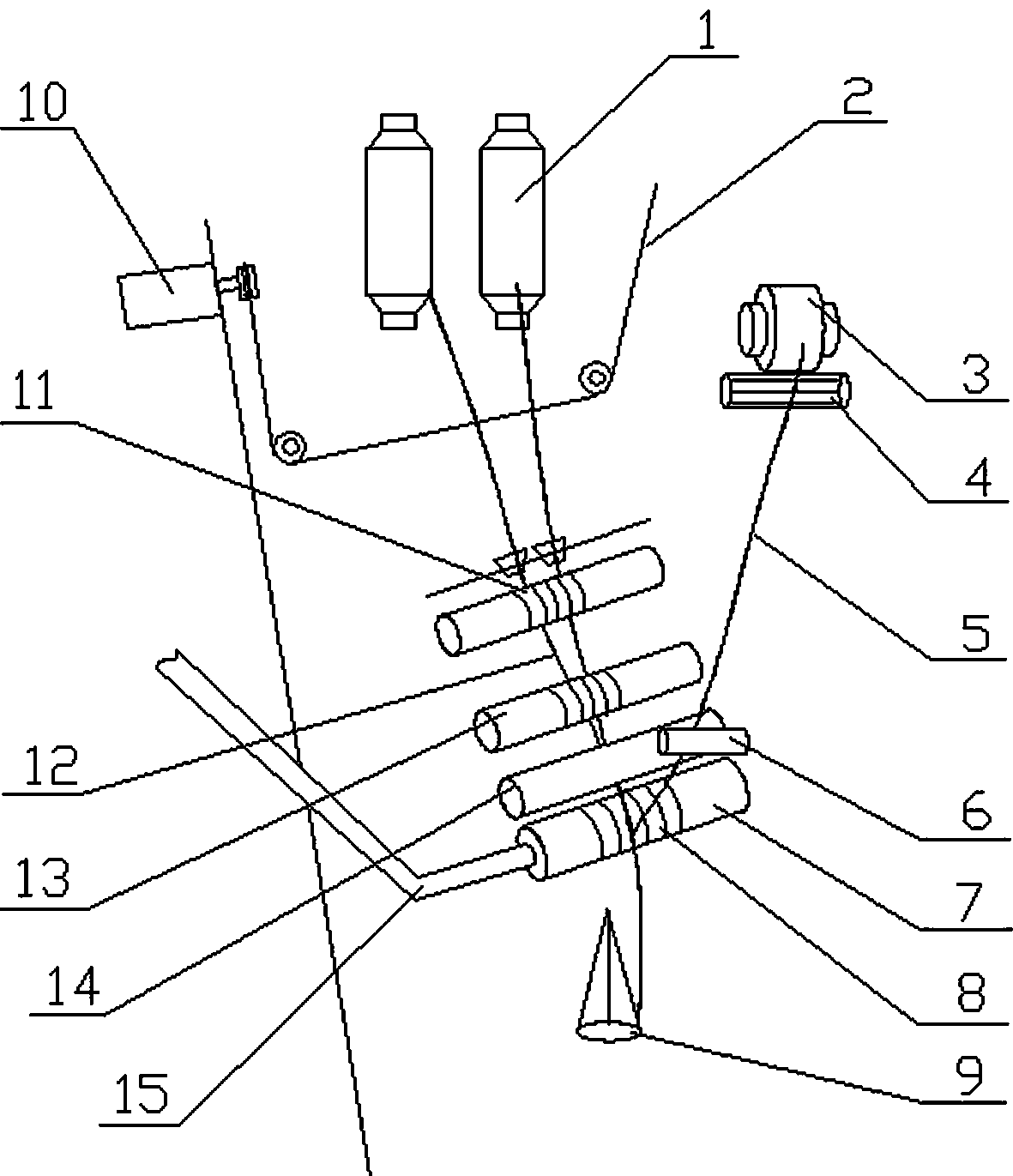 A processing device for compact Siro core-spun yarn