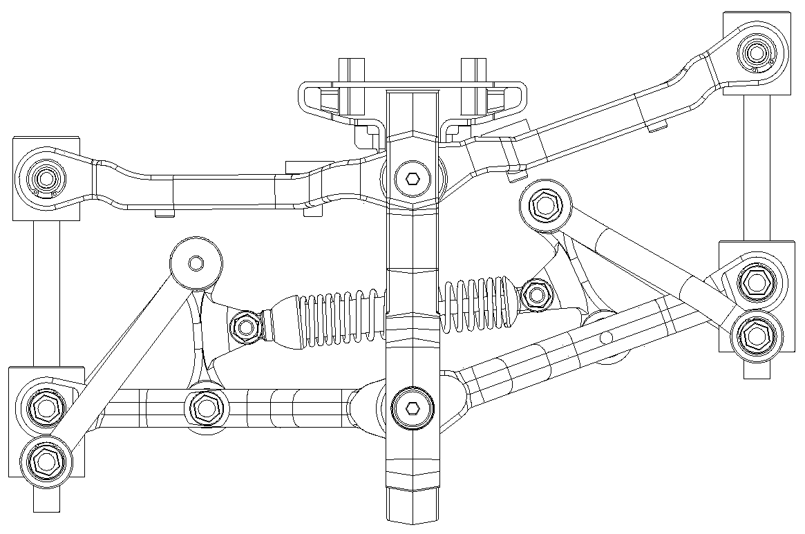 Inverse tricycle composite multi-connecting rod damping mechanism