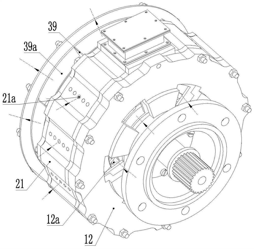 Self-fan-cooling axial magnetic flux motor of hybrid integrated centrifugal fan and axial flow fan