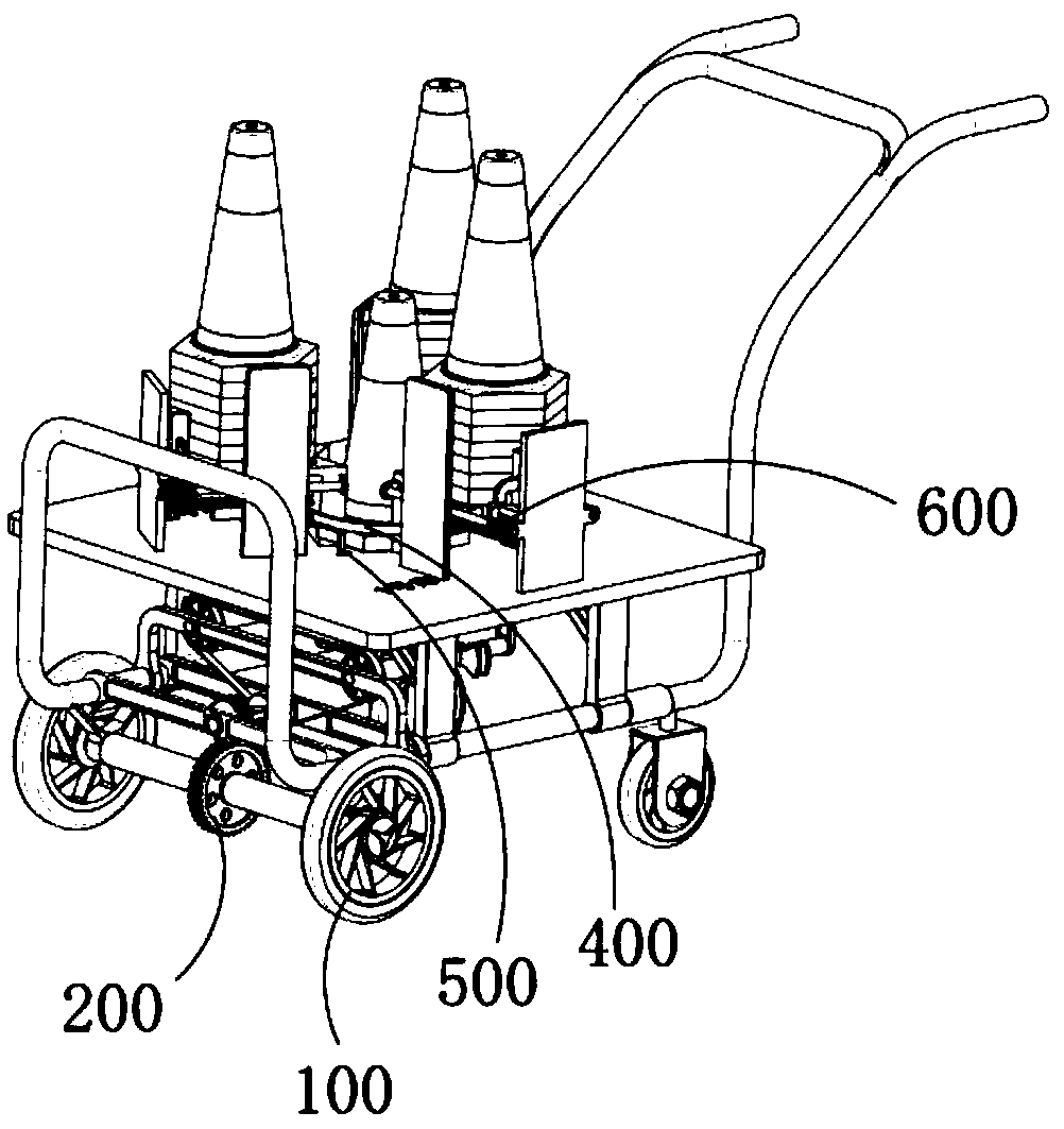 Manual trolley for automatically and orderly setting up roadblocks