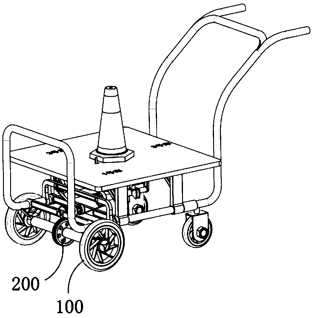 Manual trolley for automatically and orderly setting up roadblocks