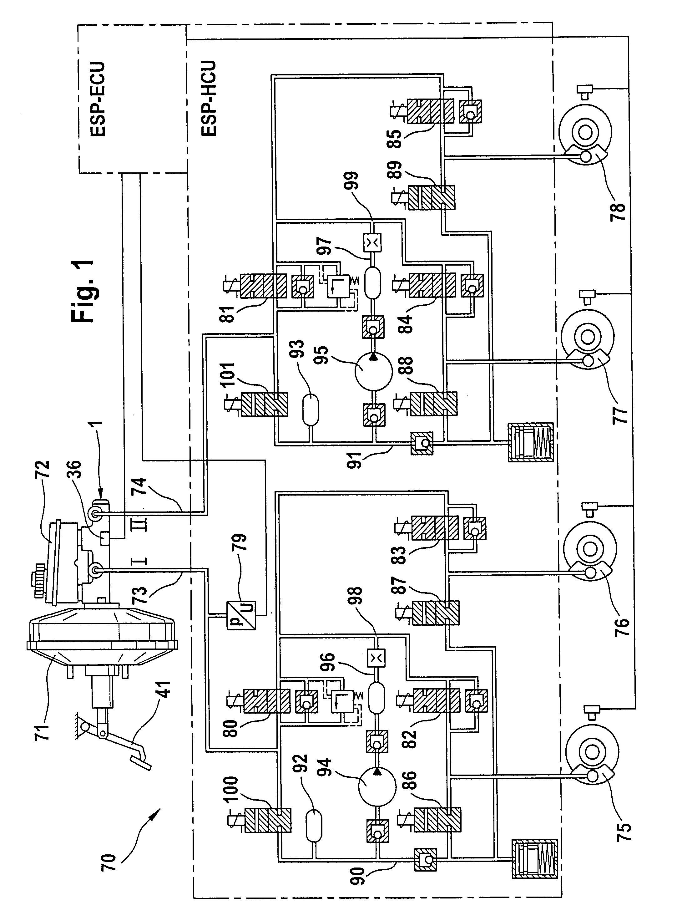Electrohydraulic Braking System Comprising Vehicle Dynamics Control