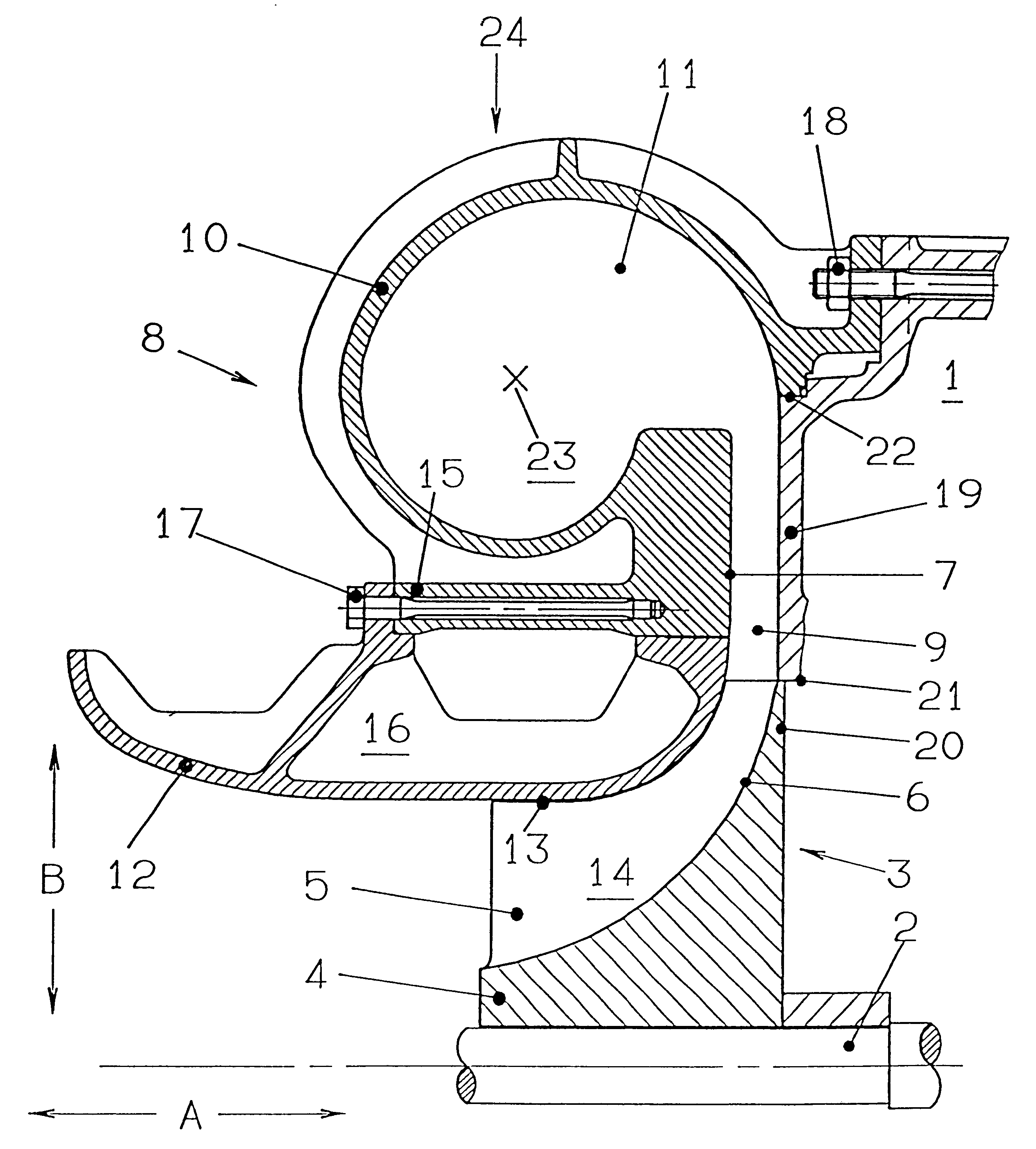 Turbomachine with radial-flow compressor impeller
