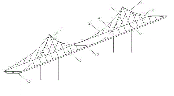Combination line-shaped bearing cable suspension bridge and construction method thereof