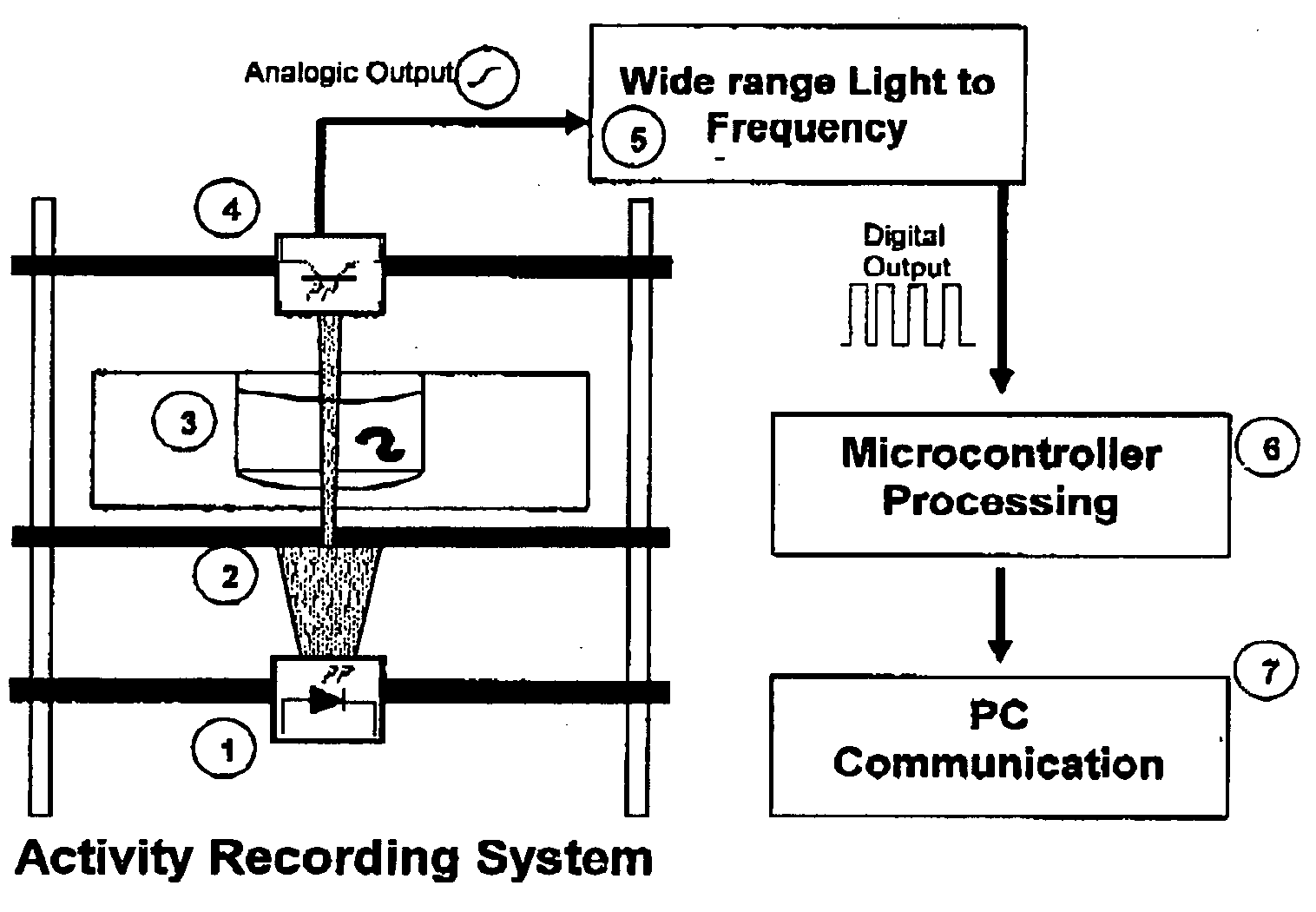 Small organism locomotor recording procedure and device, behavioral record obtained and use of same